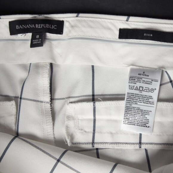 BANANA REPUBLIC Ryan Trousers Pants Ivory Windowpane Check Charcoal Gray 8 - Picture 5 of 5